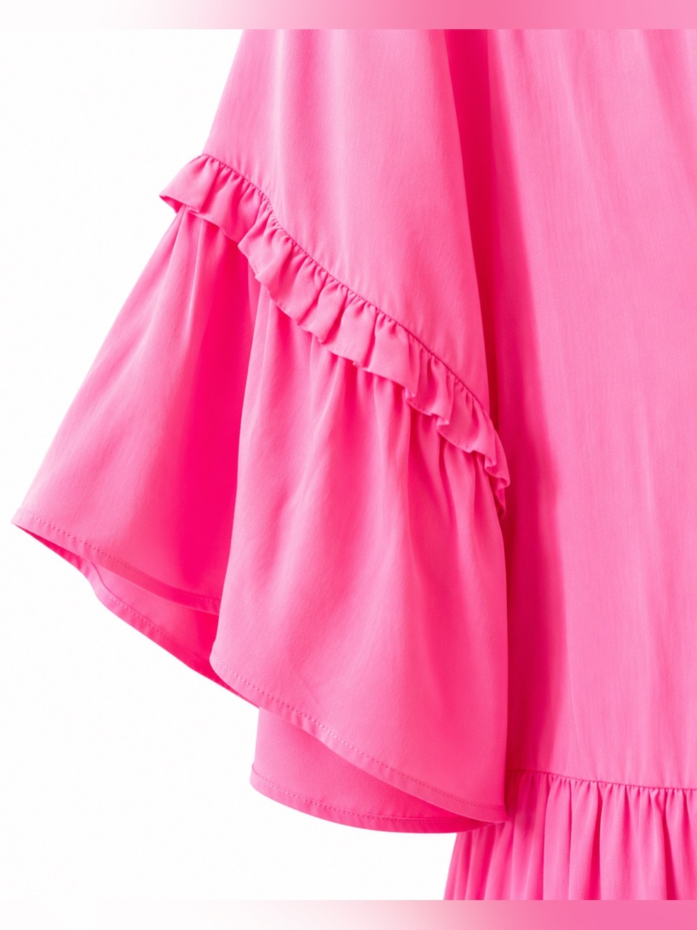 NEW W TAG Petal & Pup Pink Tiered Babydoll Mini Dress M Boho Ruffle Tassel Rayon - Picture 5 of 8